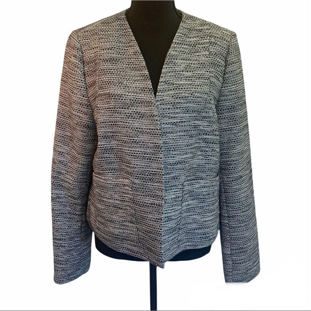 Contemporaine Exclusive Simons Black gray tweed blazer size 14